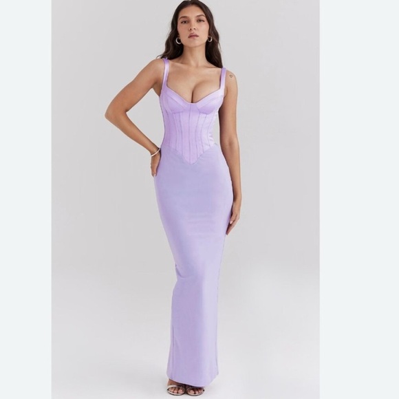 House of CB Breeze Orchid Satin Corset Maxi Dress - Picture 4 of 16